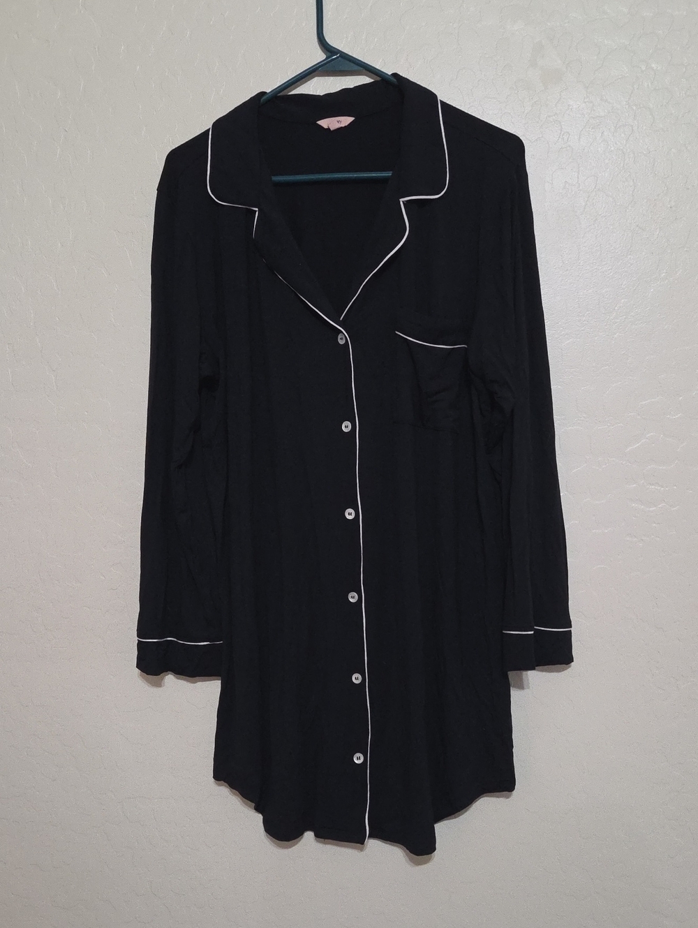 Eberjey Black Sleep Shirt with White Piping